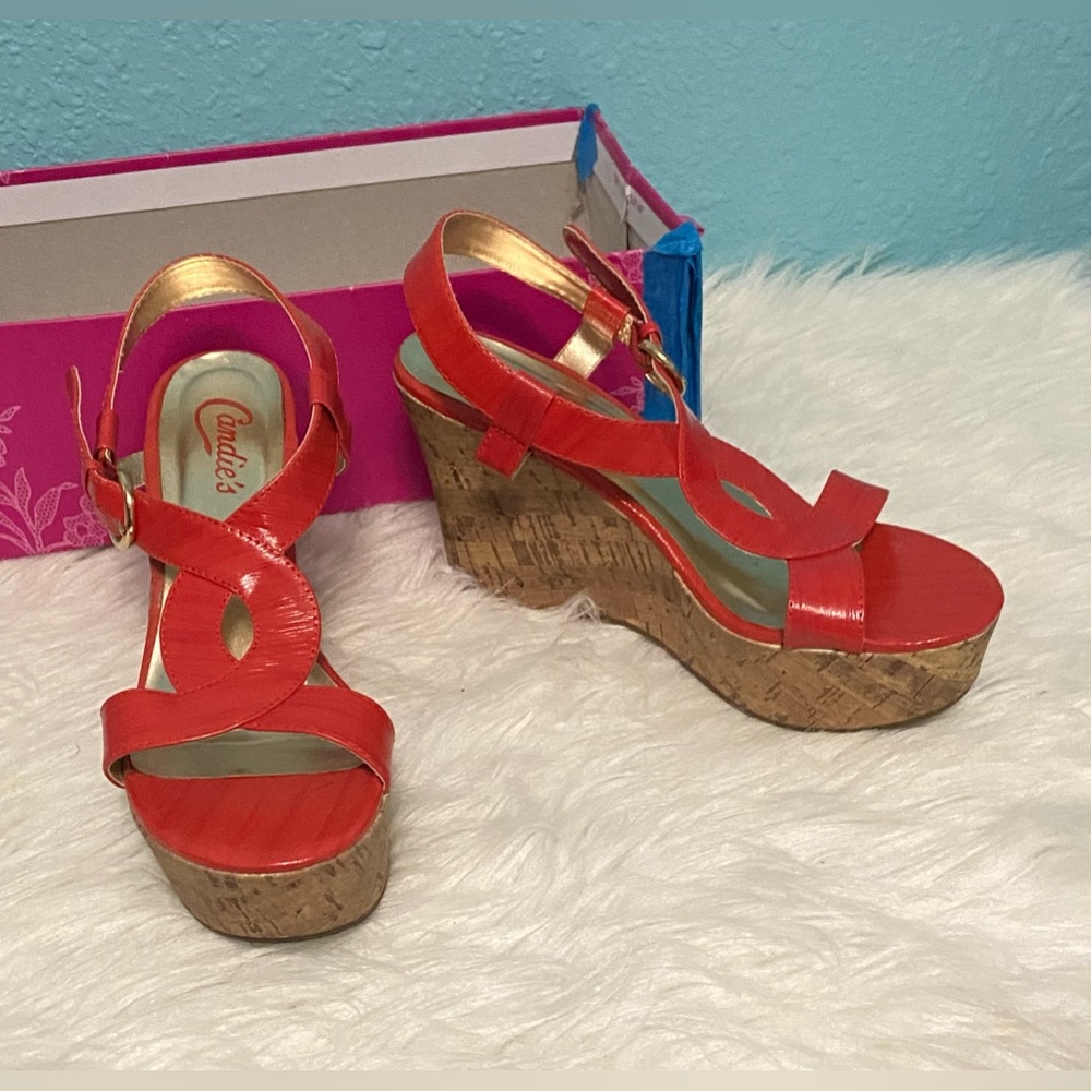 Orange Candies wedge sandals size 7